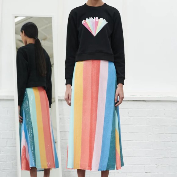 OLIVIA RUBIN Dresses & Skirts - Olivia Rubin Penelope Rainbow Stripe Sequin Skirt